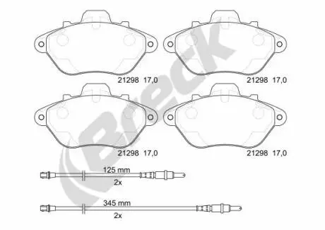 212980070110 Колодки тормозные (передние) Peugeot 605 89-99 BRECK подбор по vin на Brocar
