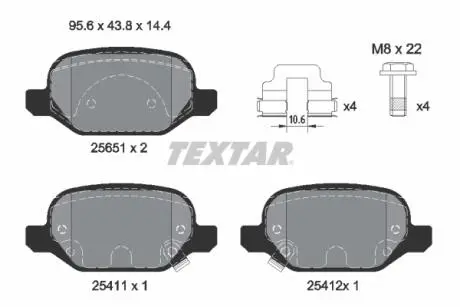 2565101 Комплект тормозных колодок TEXTAR подбор по vin на Brocar