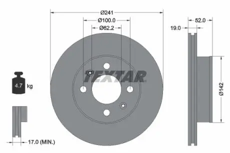 92128503 TARCZA HAM. HYUNDAI P. ACCENT 1,3-1,6 00-05 TEXTAR подбор по vin на Brocar