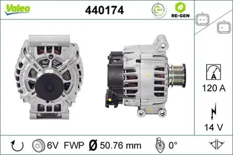 440174 Генератор VALEO підбір по vin на Brocar