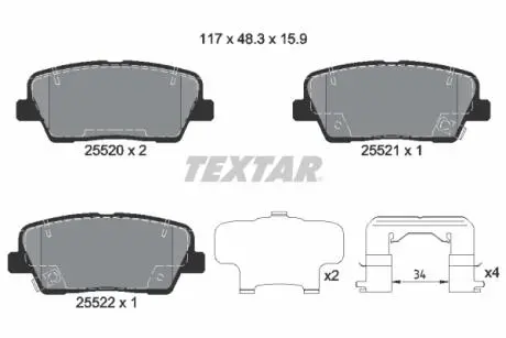 2552003 Гальмівні колодки (набір) TEXTAR підбір по vin на Brocar