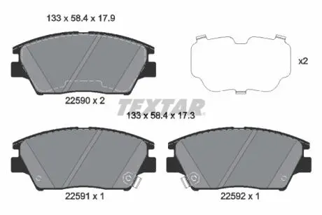 2259001 Гальмівні колодки, дискові TEXTAR підбір по vin на Brocar