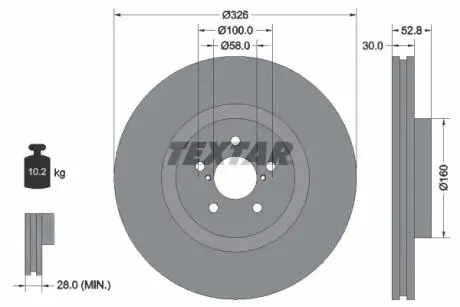 92167900 Тормозной диск 92167900 TEXTAR TEXTAR підбір по vin на Brocar