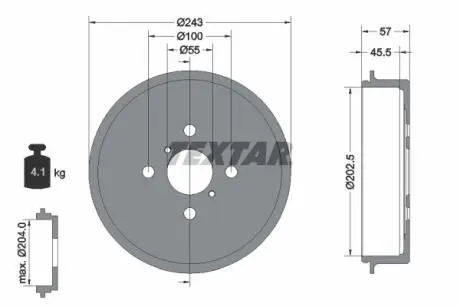 94045200 BĘBEN HAM. TOYOTA T. YARIS 1,0-1,3/1,4D 05- TEXTAR підбір по vin на Brocar