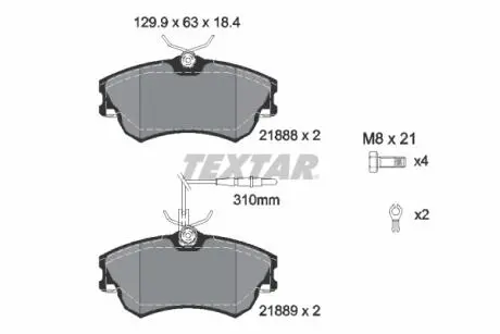 2188801 Гальмівні колодки, дискове гальмо (набір) TEXTAR підбір по vin на Brocar