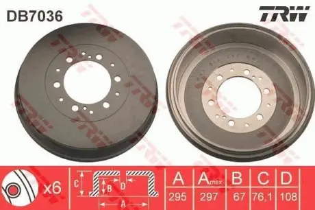 DB7036 Гальмівний барабан TRW підбір по vin на Brocar