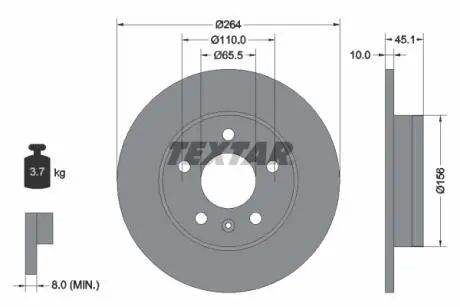 92277303 Гальмівний диск TEXTAR підбір по vin на Brocar