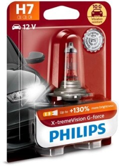 12972XVGB1 Автолампа Philips 12972XVGB1 X-tremeVision G-force H7 PX26d 55 W прозрачно-голубая PHILIPS подбор по vin на Brocar