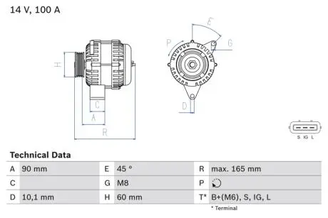 0986084390 ALTERNATOR DB A KLASA 2,0 04- REGENEROWANY BOSCH підбір по vin на Brocar
