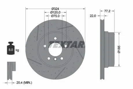 92295505 TARCZA HAM. BMW T. 1 E82/E88 2,0-3,0 07-13 TEXTAR підбір по vin на Brocar