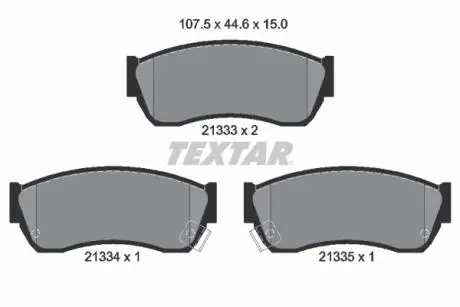 2133301 Комплект тормозных колодок, дисковый тормоз TEXTAR підбір по vin на Brocar