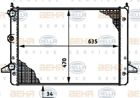 8MK376720501 Радиатор VW SHARAN 2.8 00-10 HELLA подбор по vin на Brocar