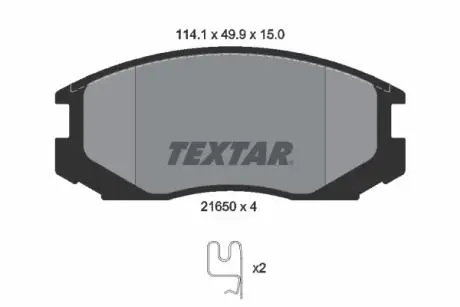 2165001 Тормозные колодки дисковые TEXTAR підбір по vin на Brocar
