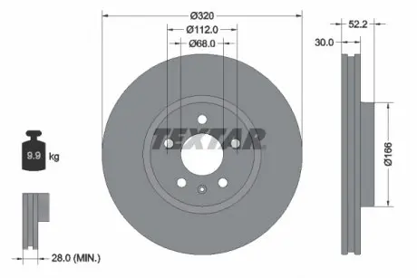 92160005 Диск тормозной (передний) Audi A4/A5/Q5 07-17 (320x30) PRO+ TEXTAR подбор по vin на Brocar