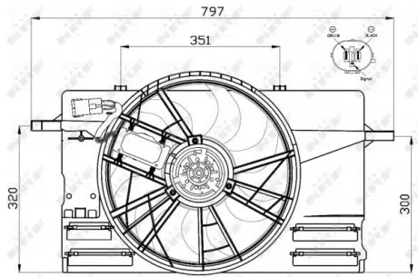 47412 Вентилятор радиатора Volvo C30/C70/S40/V50 2.4/2.5 04-12 (с диффузором) NRF подбор по vin на Brocar