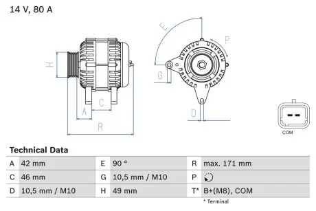0986082740 Генератор BOSCH підбір по vin на Brocar