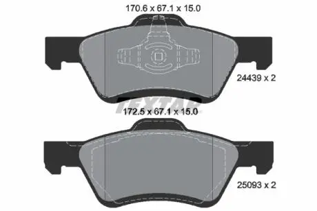 2443901 Комплект тормозных колодок, дисковый тормоз TEXTAR подбор по vin на Brocar