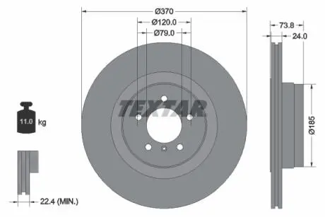 92155203 Гальмівний диск TEXTAR підбір по vin на Brocar