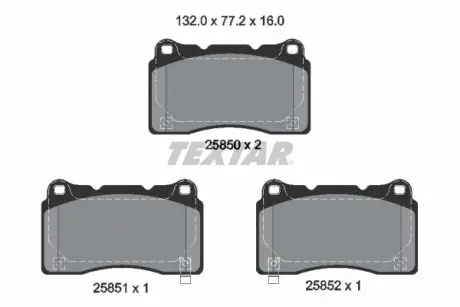 2585001 Гальмівні колодки, дискові TEXTAR підбір по vin на Brocar