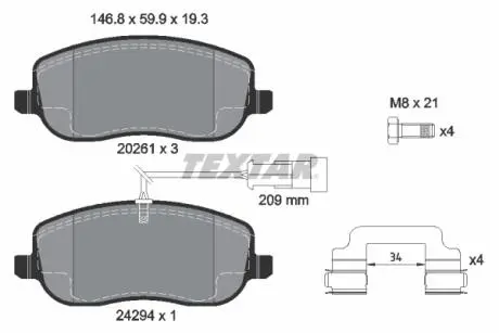 2429401 Тормозные колодки дисковые TEXTAR подбор по vin на Brocar