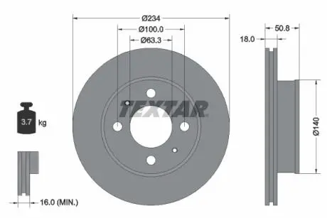 92146803 Диск гальмівний HYUNDAI ATOS 98- TEXTAR підбір по vin на Brocar