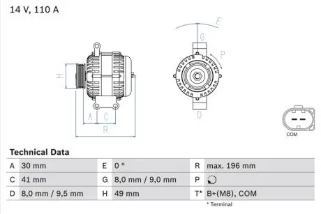 0986046130 Генератор BOSCH підбір по vin на Brocar