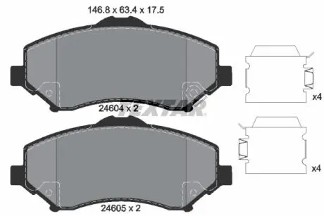 2460402 Колодки тормозные (передние) Chrysler Grand Voyager V 07-/Dodge Caravan 08- (Bosch) Q+ TEXTAR подбор по vin на Brocar