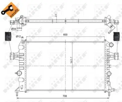 54668 Радіатор охолодження Opel Astra G 1.6 16V 98- (+AC) MT NRF підбір по vin на Brocar