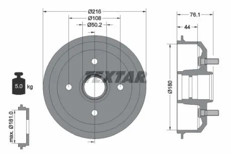 94018500 Тормозной барабан TEXTAR подбор по vin на Brocar