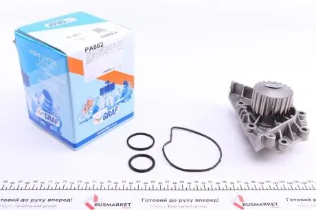 PA862 Помпа воды Citroen C4/C5/C8/Fiat Scudo/Peugeot Expert/406/407 1.8/2.0/2.2 00- (20z) (B/B) (8 лоп.) GRAF подбор по vin на Brocar