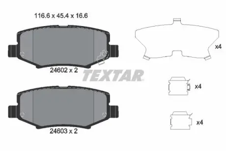 2460201 Колодки гальмівні (задні) Jeep Cherokee 08-/Compass 06-/Wrangler 07-/Dodge Nitro 06-12 (TRW) TEXTAR підбір по vin на Brocar