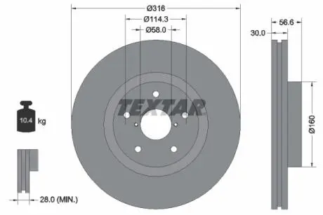 92199203 Гальмівний диск TEXTAR підбір по vin на Brocar