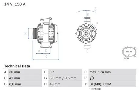0986047240 Генератор BOSCH підбір по vin на Brocar