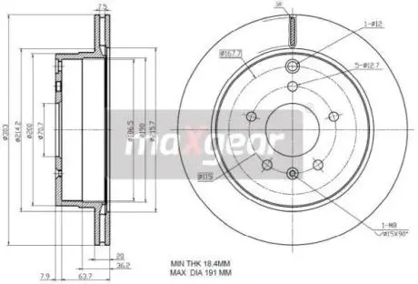 192370 Тормозной диск MAXGEAR подбор по vin на Brocar