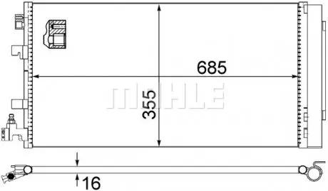 AC630000S Радиатор кондиционера Renault Fluence/Scenic III/Megane III 1.4-2.0 08- (с осушителем) MAHLE / KNECHT підбір по vin на Brocar