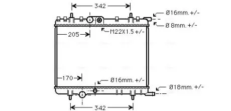 PE2300 Радіатор 206/307/C4/Xsara/BERLINGO (Ava) AVA COOLING підбір по vin на Brocar