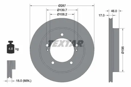92314103 TARCZA HAM. SUZUKI P. JIMNY 1,5 DDIS 03- TEXTAR підбір по vin на Brocar