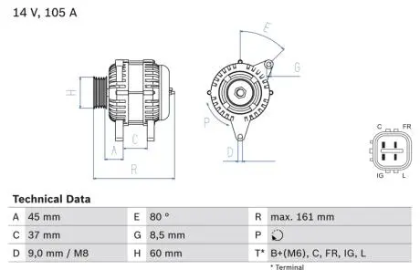 0986082410 ALTERNATOR HONDA ACCORD 2,0 REGENEROWANY BOSCH підбір по vin на Brocar