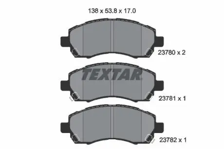 2378001 Комплект тормозных колодок, дисковый тормоз TEXTAR подбор по vin на Brocar