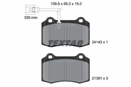 2414301 Комплект тормозных колодок, дисковый тормоз TEXTAR подбор по vin на Brocar
