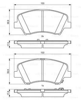 0986494712 Колодки гальмівні (передні) Hyundai Elantra 10-/ i30 11-/ Kia Ceed/Cerato 12- R15 BOSCH підбір по vin на Brocar