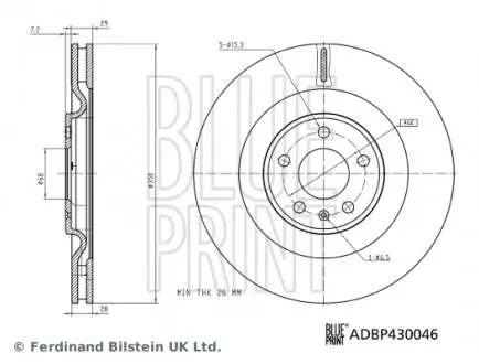 ADBP430046 Тормозной диск BLUE PRINT підбір по vin на Brocar