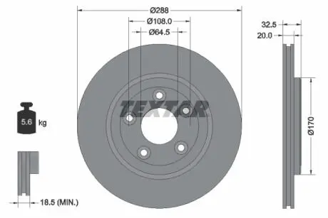 92099100 Тормозной диск TEXTAR 92099100 TEXTAR підбір по vin на Brocar
