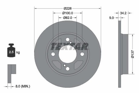 92303603 TARCZA HAM. SUZUKI T. SWIFT 1,0-1,2 17- TEXTAR підбір по vin на Brocar