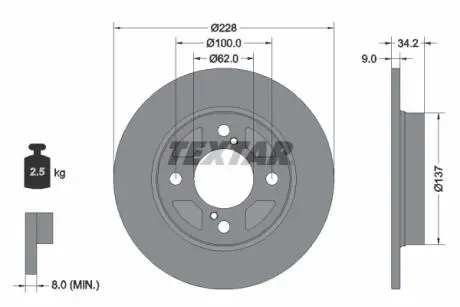 92303603 Гальмівний диск TEXTAR подбор по vin на Brocar