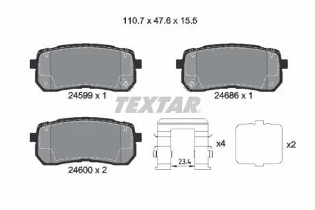 2459904 Гальмівні колодки (набір) TEXTAR підбір по vin на Brocar