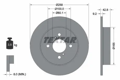 92227903 Тормозной диск TEXTAR підбір по vin на Brocar