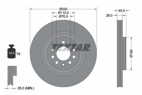 92315903 TARCZA HAM. OPEL P. CORSA 1,6 TURBO 15- TEXTAR підбір по vin на Brocar