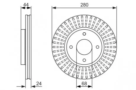 0986479737 Диск тормозной (передний) Nissan Cube/Tiida 06-13 (279.8x24) BOSCH подбор по vin на Brocar