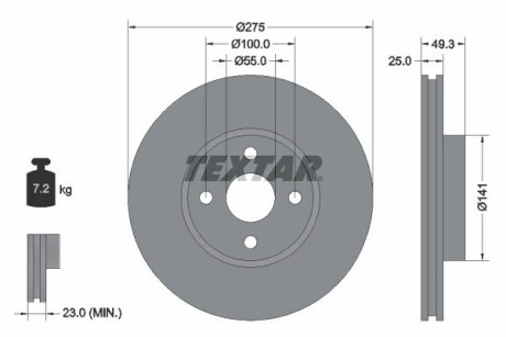 92180303 Гальмівний диск TEXTAR підбір по vin на Brocar